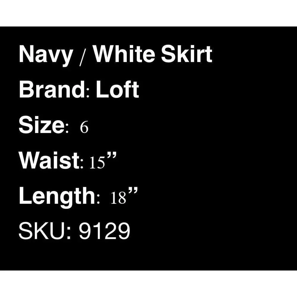 NWT LOFT Navy and White Nautical Skirt- Size 6